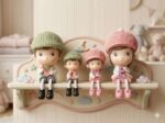 4-Piece "Family" Resin Figurine Set – Hanging Legs Shelf Decor - Image 2