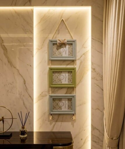 Nordic Pastel 3-Tier Hanging Photo Frame – A Rustic Touch for Your Memories