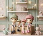 4-Piece "Family" Resin Figurine Set – Hanging Legs Shelf Decor - Image 6