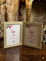 Double Vintage-Textured Wood Frame in Champagne Oak