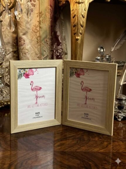 Double Vintage-Textured Wood Frame in Champagne Oak