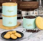 Premium 3-Piece Pastel Mint Kitchen Canister Set with Bamboo Lids – Tea, Coffee, & Sugar - Image 3