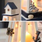 The Beacon of Luxury: Hand-Painted Lighthouse Lantern in Navy & Pearl - Image 4