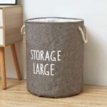 Large Foldable Grey Linen Laundry Basket – Aesthetic Home Storage Organizer