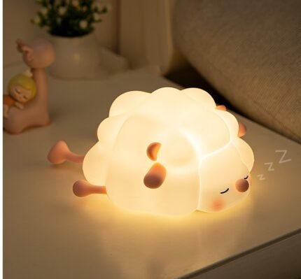 Cute Sheep Silicone Rechargeable LED Night Lamp – Soft Touch Sensor Bedside Light