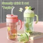 Simple 920ml Vertical Stripe Water Bottle with Straw & Handle – BPA-Free Aesthetic Tumbler - Image 3