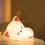 Cute Silicone Sleeping Cat Night Light – Rechargeable LED Nursery Bedside Lamp - Image 3