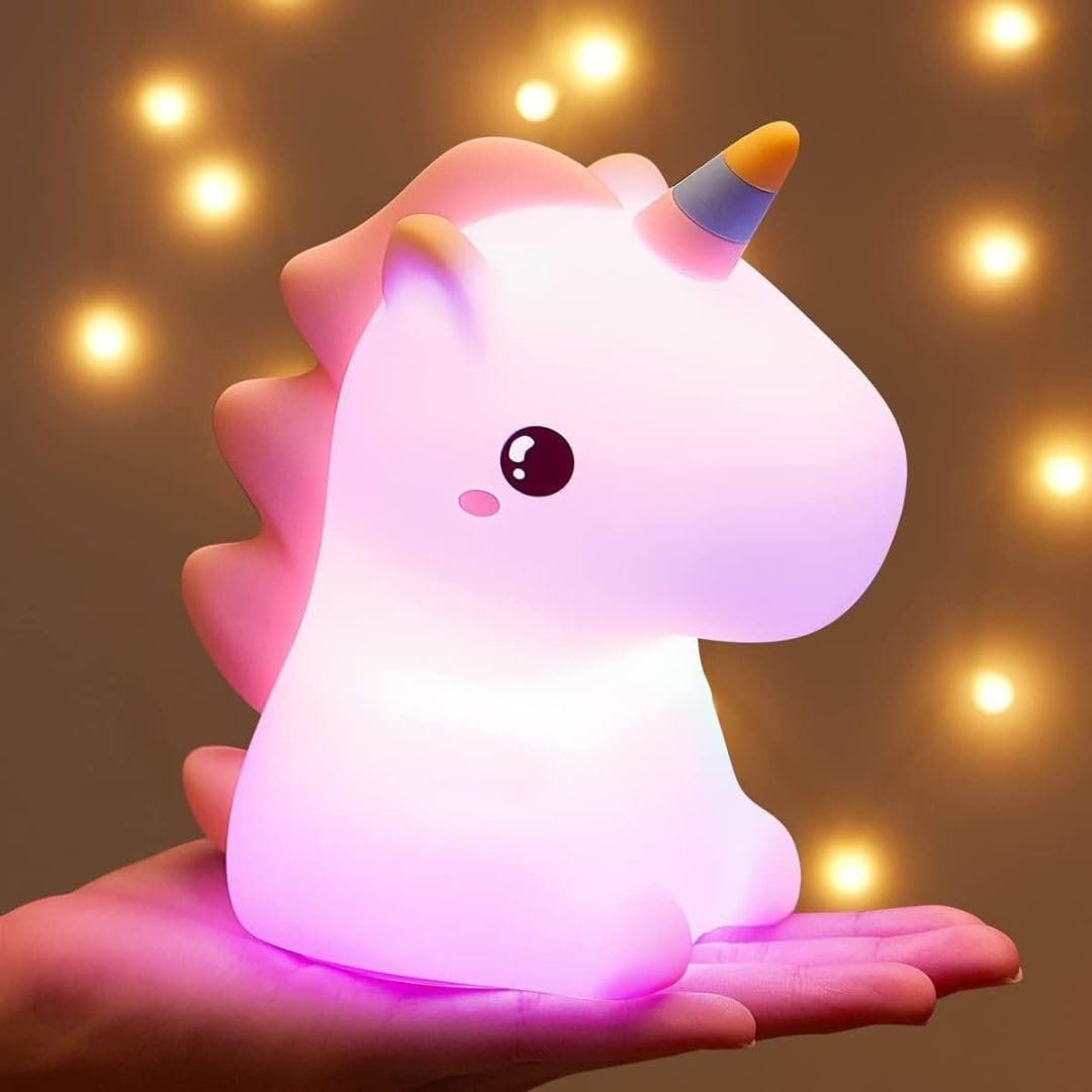 51dJGFhSv6L._SL1080_ Cute Silicone Unicorn Night Light – Rechargeable LED Nursery Bedside Lamp - Image 1