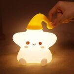 Cute Silicone Star Night Light with Sleep Cap – Rechargeable LED Nursery Lamp - Image 3