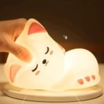 Cute Silicone Sleeping Cat Night Light – Rechargeable LED Nursery Bedside Lamp - Image 5