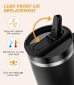 Replacement Lid for Stanley 40oz/30oz Tumbler – Leak-Proof Flip Straw Lid - Image 3