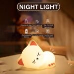 Cute Silicone Sleeping Cat Night Light – Rechargeable LED Nursery Bedside Lamp - Image 4