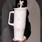 Sitarayuri Pearled Bow Insulated Tumbler with Handle & Straw – 40oz - Image 5