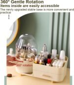 Luxury 360° Rotating Makeup Organizer with Dustproof Brush Holder & Drawers - Image 4