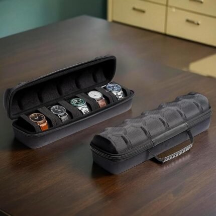 5-Slot Hard Shell Watch Travel Case Organizer