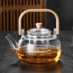 Luxury 1000ml Borosilicate Glass Teapot with Bamboo Handle - Image 5