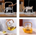 Luxury 1000ml Borosilicate Glass Teapot with Bamboo Handle - Image 3