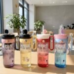 Pursuit Aesthetic Fluted Acrylic Glass Tumbler – 550ml Sipper with Straw and Easy-Grip Handle