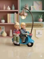Sweet Old Couple on Blue Scooter Miniature Night Light - Image 2