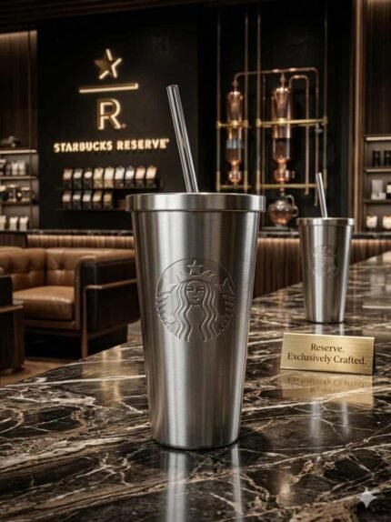 Original Starbucks Classic Stainless Steel Cold Cup Tumbler with Reusable Straw – 16oz (473ml)