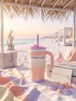 CHAKO LAB Insulated Stainless Steel Tumbler with Handle and Straw - Image 2