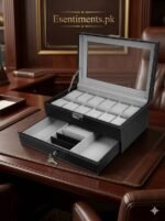 Premium 2-Tier Leather Watch Organizer & Jewelry Display Case - Image 3