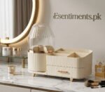 Luxury 360° Rotating Makeup Organizer with Dustproof Brush Holder & Drawers