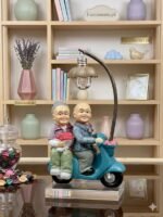 Sweet Old Couple on Blue Scooter Miniature Night Light - Image 3