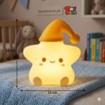 Cute Silicone Star Night Light with Sleep Cap – Rechargeable LED Nursery Lamp - Image 4