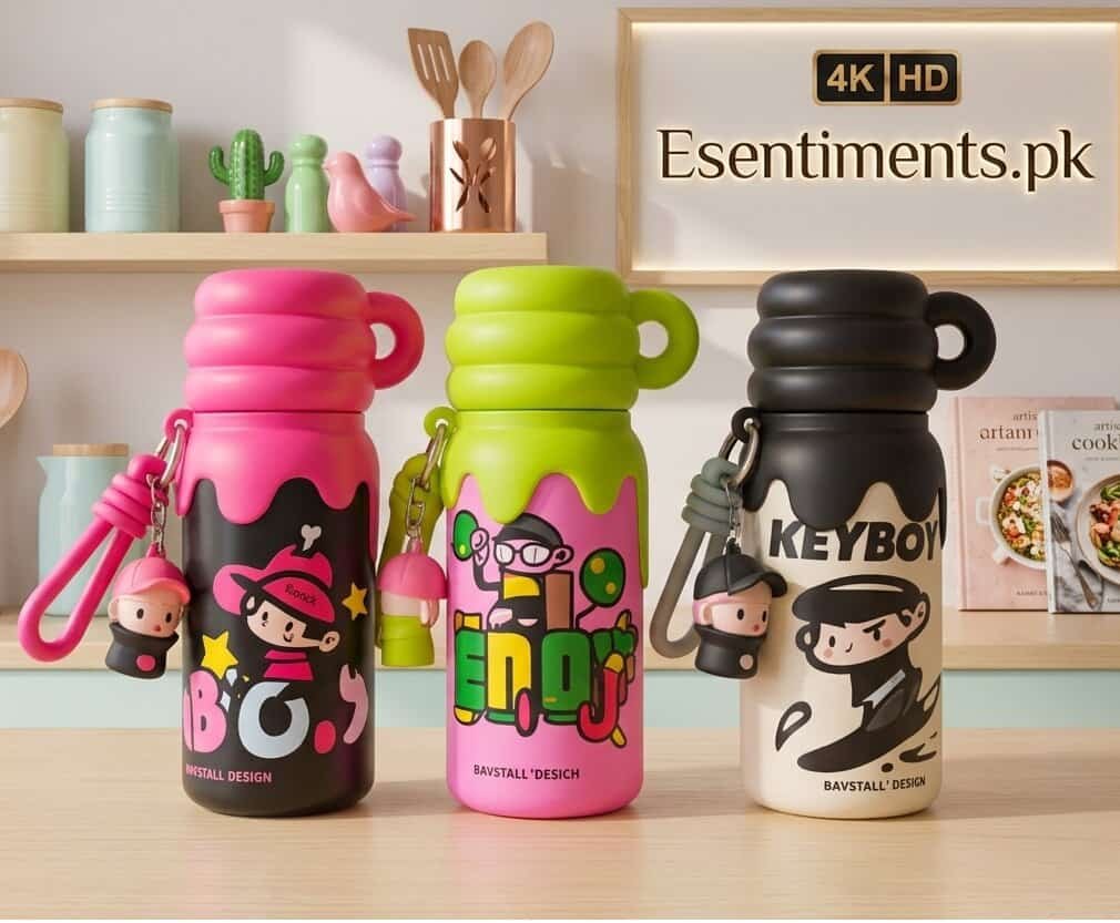 image_a8936c0f (1) Keyboy Cartoon Water Bottle with Keychain – Durable Kids & School Flask - Image 1