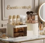 Luxury 360° Rotating Makeup Organizer with Drawers - Image 2