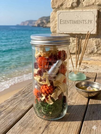 Eutopia Luxury Aroma Diffuser Jar – Premium Potpourri with Essential Oil Dropper