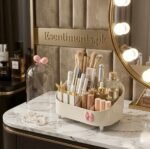 Luxury Rotating Makeup & Skincare Organizer with Dustproof Brush Dome - Image 2