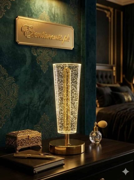 Premium Crystal Cylinder LED Table Lamp – Rechargeable & Dimmable