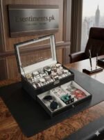 Premium 2-Tier Leather Watch Organizer & Jewelry Display Case - Image 2