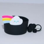 Rainbow Cloud Silicone Tumbler Boot & Straw Topper Set - Image 2