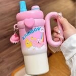 Premium Kids Kawaii Rainbow Sip Tumbler with Handle & Straw - Image 2