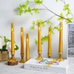Premium Amber Glass Flameless Taper Candles (Pack of 6) - Image 5
