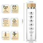 Aesthetic Borosilicate Glass Water Bottle with Time Markers & Bamboo Lid - Image 4