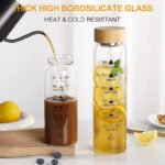 Aesthetic Borosilicate Glass Water Bottle with Time Markers & Bamboo Lid - Image 5