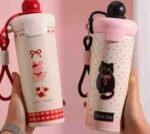 Kawaii Pastel Character Insulated Stainless Steel Tumbler with Straw & Carry Strap – 600ml - Image 3