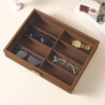 Premium 8-Slot Wooden Sunglasses Organizer Box with Transparent Glass Lid - Image 2