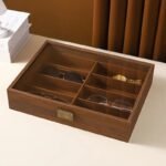 Premium 8-Slot Wooden Sunglasses Organizer Box with Transparent Glass Lid - Image 3