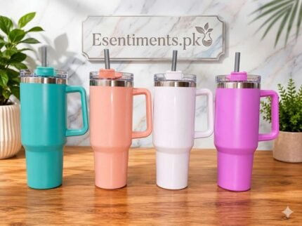 40oz Double-Wall Vacuum Insulated Stainless Steel Tumbler Cup with Ergonomic Handle and Leak-Resistant Straw Lid (1200ml)