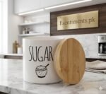 Luxury Ceramic Sugar Canister with Airtight Bamboo Lid – Minimalist Kitchen Storage - Image 2