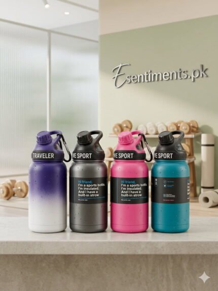 Premium "SPORT" Insulated Gym Water Bottle with Built-in Straw & Handle – 800ml