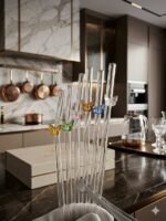 Aesthetic Butterfly Charm Glass Straws (Set of 6)