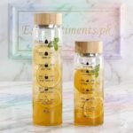 Aesthetic Borosilicate Glass Water Bottle with Time Markers & Bamboo Lid