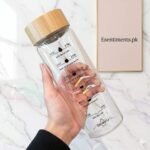 Aesthetic Borosilicate Glass Water Bottle with Time Markers & Bamboo Lid - Image 7