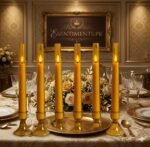 Premium Amber Glass Flameless Taper Candles (Pack of 6) - Image 3